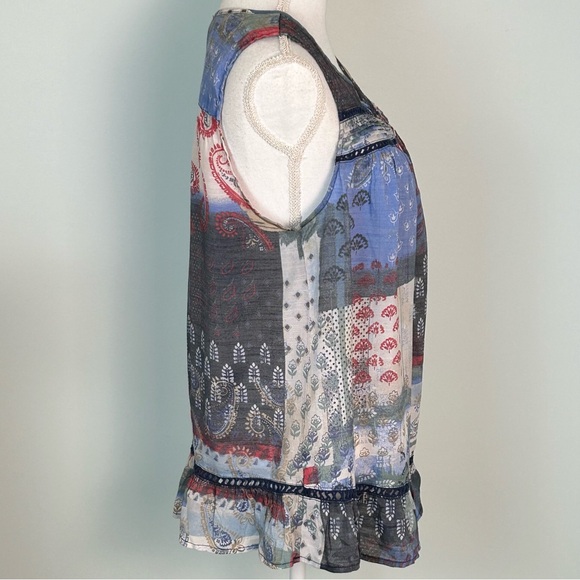 Hope & Harlow Multicolored Sleeveless Peasant Top - Picture 6 of 11